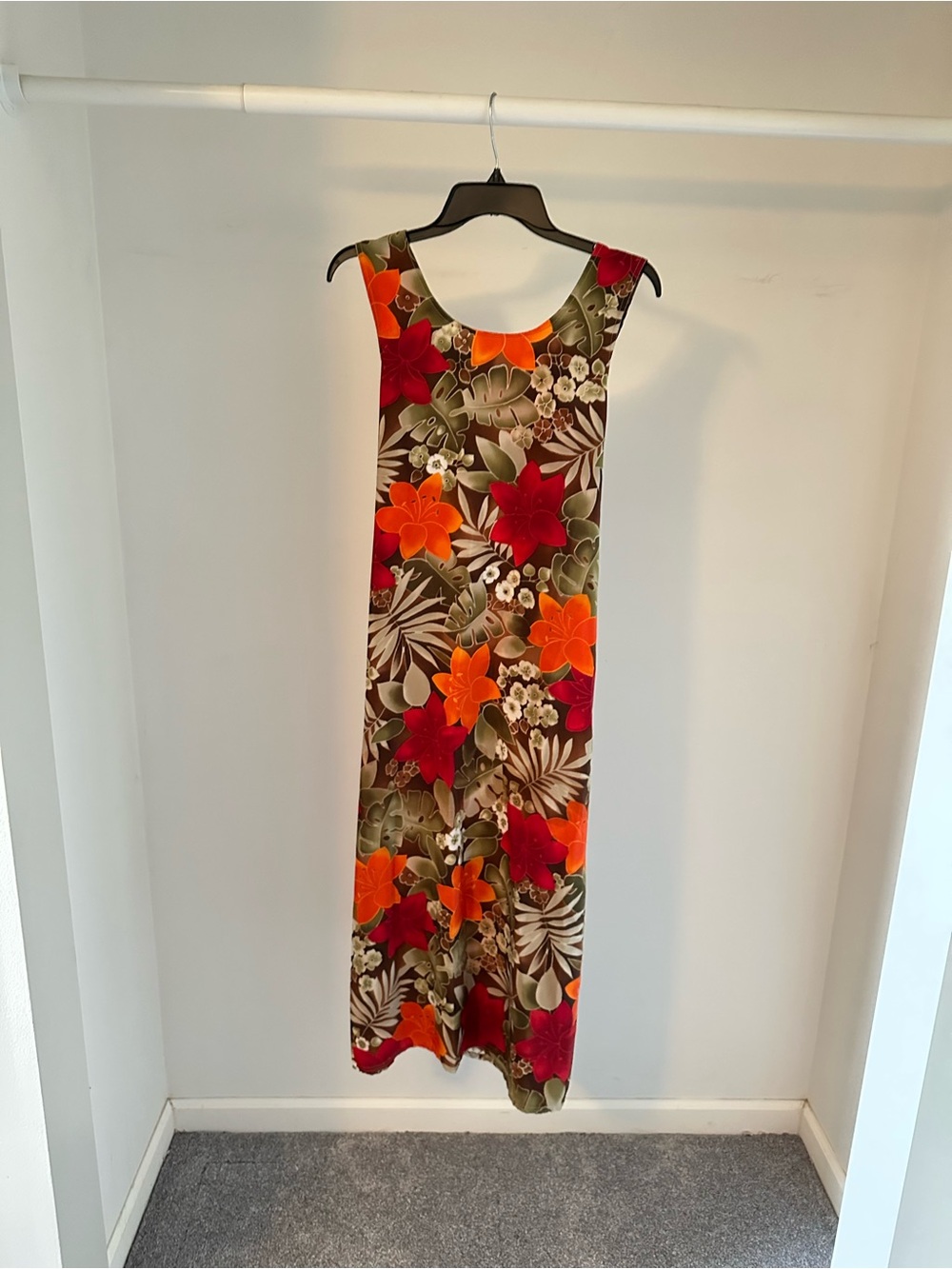 Tropical Floral Maxi Dress in Red & Orange